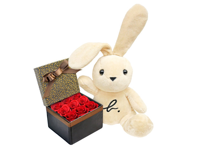 Florist Gift Set - agnès b. Lapin Plush with Red Rose Box A14 - VAB0206B1b Photo