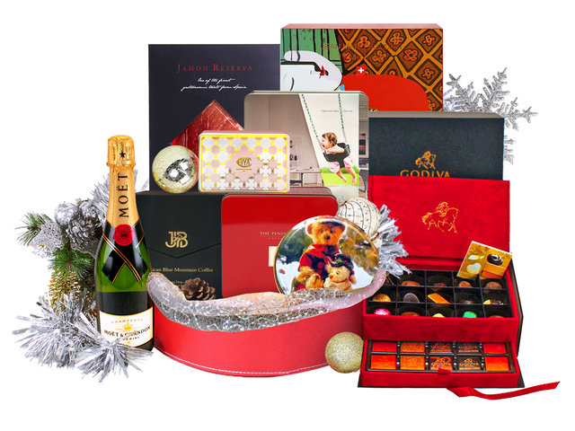 Wine n Food Hamper - Christmas Luxury Permium Wine And Chocolate Gift Hamper U - L19276 Photo